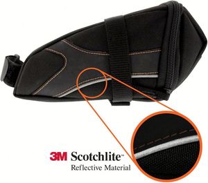 Sacoche de selle de vélo noire tendance, imperméable, avec sangle, design réfléchissant, pour sports de plein air, cyclisme, taille personnalisable, logo personnalisé, MOQ - Product Image 5