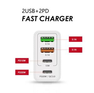 New 36W Fast-charging Phone Charger 5V 4A EU US UK Standard 2PD + 2USB Multi-port <b>Adapter</b> Charging Head - Product Image 3