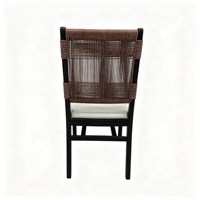 Chaise de salle à manger moderne minimaliste en bois massif avec revêtement en cuir et design tressé pour restaurants, hôtels et usage domestique – Fauteuil