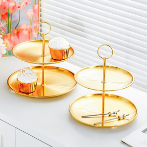 Three Tier <b>Gold</b> <b>Serving</b> <b>Tray</b> For Desserts And Fruits Display Rack - Product Image 4