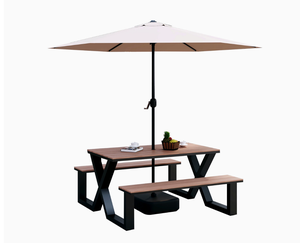 Mesa de Picnic Integrada para Exteriores con Sombrilla, Juego de <span class=keywords><strong>Comedor</strong></span> Moderno para Patio Comercial, Ideal para Cafeterías y Tiendas de Té con Leche - Product Image 6
