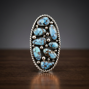 Qualité supérieure, argent massif 925, turquoise bleue naturelle de forme ovale, sertie dans un cadre, tendance, vintage, fabrication artisanale fine - Product Image 3