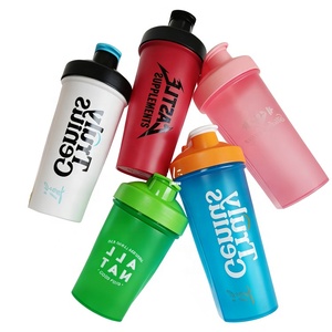Botella agitadora de agua con taza de proteína de gimnasio sin BPA con impresión personalizada de 600ML CON MEZCLADOR MOQ bajo tapa negra y coctelera con tapa roja - Product Image 6