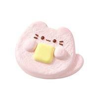 Mignon chat rose tenant du fromage, figurine en plastique à rebond lent, décoration de bureau, modèle de gâteau au beurre, forme alimentaire, doux, écologique