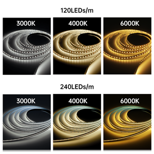 Tira de Luz LED SMD2835 de Alto Lumen, 240 LED/<span class=keywords><strong>m</strong></span>, Flexible, DC12V/24V, 10mm, IP20, Cuerpo de Cobre, 3000K/4000K/6000K, CRI 80, Uso Residencial - Product Image 3