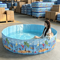 Piscine pliable pour enfants Mart Ocean Print, piscine gonflable ronde pour tout-petits, piscine durable en PVC pour l'extérieur et le jardin