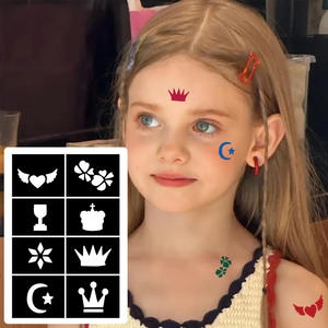 Plantilla de tatuajes temporales para niños, con diseños calados para cara y cuerpo, para fiestas de Navidad, con hojas de plantillas - Product Image 4
