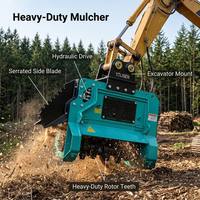Broyeur forestier pour excavatrice de 2 à 5 tonnes, avec roulement de boîte de vitesses, moteur, dents en carbure, rotor, débroussailleuse hydraulique et châssis en acier robuste