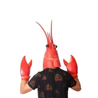 Masque intégral créatif de homard avec gants griffes, accessoire de costume de base en latex pour fête, cosplay, performance scénique, accessoire marin