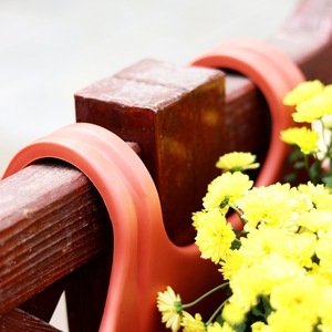 Pots de fleurs suspendus en plastique PP léger et écologique, semi-circulaires, drainage, pour <span class=keywords><strong>balcon</strong></span> mural extérieur - Product Image 2