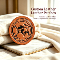 Étiquettes rondes personnalisées en cuir véritable pressé à chaud, écologiques, pour vêtements, accessoires de confection à coudre, vente en gros OEM