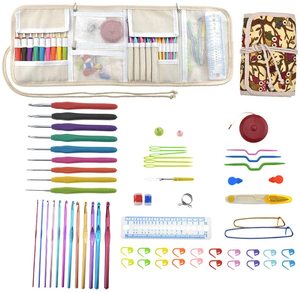 Canvas Roll Organizer with Zipper, Web Pockets <strong>for</strong> Various Crochet <strong>Needles</strong> and <strong>Knitting</strong> Accessories, Crochet Hooks <strong>Holder</strong> - Product Image 1