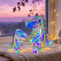 Figurine de dinosaure holographique personnalisée OEM de qualité supérieure, éclairage décoratif lumineux irisé pour la décoration de la maison, du bureau et des fêtes