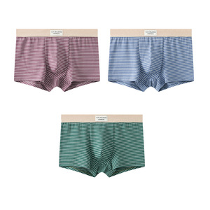 YIHONG Ff4370 Set di 3 Slip da <span class=keywords><strong>Uomo</strong></span> in Cotone, Comodi e Traspiranti, <span class=keywords><strong>Mutande</strong></span> a Righe, Set di Biancheria Intima Maschile - Product Image 1