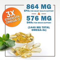 Complément alimentaire de haute qualité à base d'oméga 3, d'huile de poisson, d'EPA et de DHA, pour soutenir la fonction cardiaque, cérébrale, visuelle et le système immunitaire, en gélules.