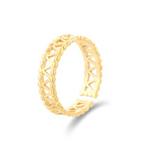 Bague ajourée en acier inoxydable plaqué or 18 carats pour femme, motif triangulaire découpé, style vintage, délicate, cadeau de fête, vente en gros, OEM