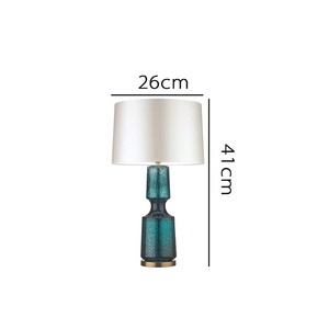 Lámpara de mesa de cristal texturizado vintage con pantalla de tela | Opciones de color retro humo, ámbar, <span class=keywords><strong>verde</strong></span> esmeralda - Product Image 2