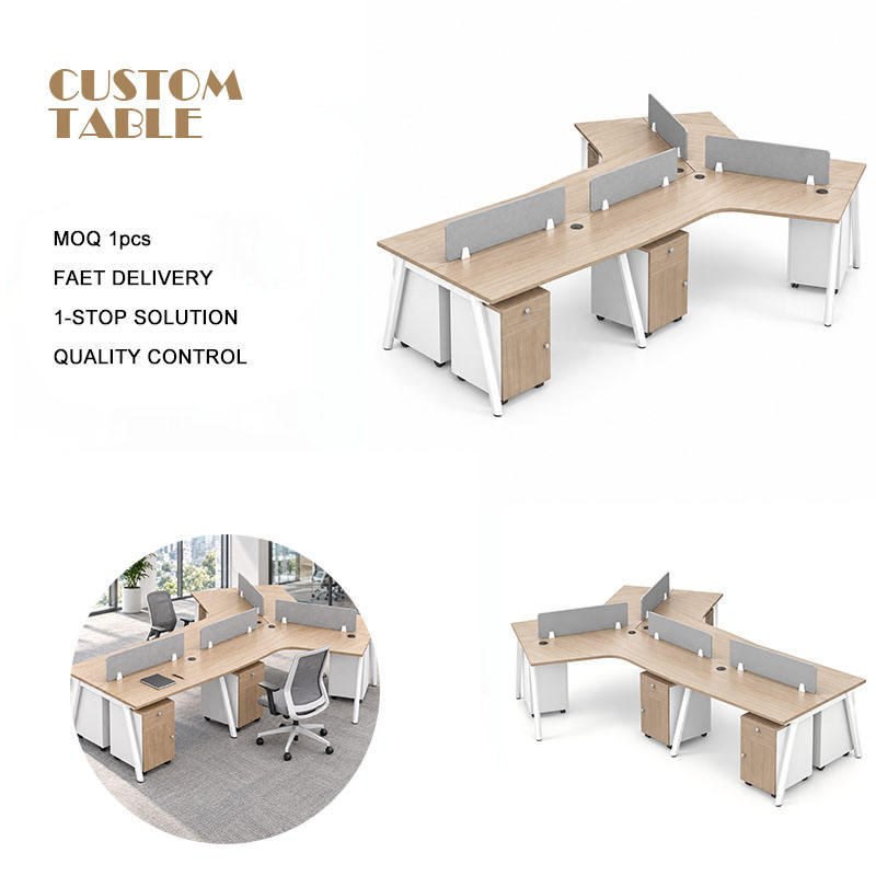 Shared Workspace, White Angled Legs, Office Partition Desk, Gray ...