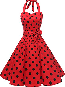 Minivestido vintage de lunares con cuello cuadrado, sin mangas, sexy, con espalda descubierta, a rayas, de cintura alta, estilo lápiz, ecológico, para fiestas, cócteles y clubes. - Product Image 3