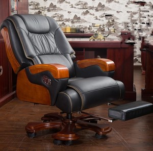 Hochwertige Büromöbel Leder-Drehstuhl mit Liegefunktion Chefsessel <span class=keywords><strong>Massage</strong></span>-Bürostuhl mit Fußstütze - Product Image 5