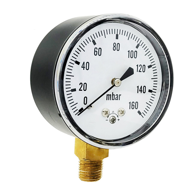 YE60A 0 to 160mbar Capsule Pressure Gauge NPT1/4 or Customized Connection Steel & Brass 12-Month Warranty