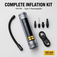 Gonfleur de pneus portable 150 PSI, pompe à air sans fil 2000 mAh, mini compresseur d'air numérique pour vélo, voiture, ballon
