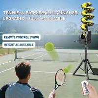Machine à balles de tennis et pickleball télécommandée universelle avec filet de récupération intégré pour l'entraînement en solo
