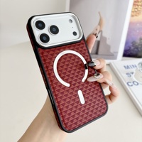 Étuis de téléphone portable de luxe en cuir avec estampage à chaud, chargement sans fil, protection multi-couleurs et anneau magnétique pour iPhone 17