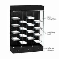 Vitrine de présentation de perruques verrouillable avec éclairage LED, verre trempé 8 mm, présentoir pour tête de mannequin pour salon de coiffure