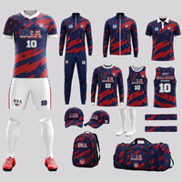 Conjunto de Uniforme de Fútbol Personalizado para Adultos, Camiseta y Pantalones Cortos con Sublimación, Logotipo del Equipo, Nombre y Número, Aniversario del 250 Aniversario de EE. UU.