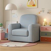 Blau-Weiß Kariertes Konvertierbares Skandinavisches Modernes Stoffsofa-Bett für Wohnzimmer Schlafzimmer Apartment