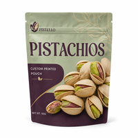 Sachet d'emballage personnalisé imprimé, pochette verticale refermable avec fermeture éclair pour pistaches, noix, snacks, aliments secs, marque privée