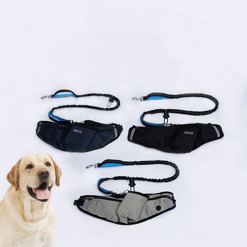 Bolsa multifuncional para cão, cinto de tração com corda, coleira reflexiva de alta elasticidade, material ideal para animais de estimação