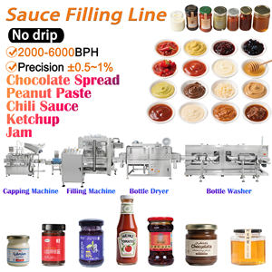 เครื่องบรรจุซอสแบบสุญญากาศสำหรับขวดแก้วและขวดโหลพร้อมฝาปิดด้วยแผ่นเหล็ก สำหรับซอสมะเขือเทศ ซอสพริก ซอสปรุงรส มายองเนส ซอสหอยนางรม - Product Image 1