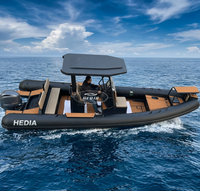 Bateau à rames en aluminium Hedia 7m, Rib 700, bateau de pêche de luxe à vendre, bateau pneumatique Hypalon haute vitesse