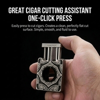 Ensemble classique d'accessoires pour cigares : Briquet à flamme unique réglable haute température et coupe-cigares