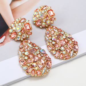 2023 nuovi arrivi orecchini pendenti Vintage a goccia grandi pendenti da donna di lusso colorati orecchini di diamanti a goccia di cristallo donna - Product Image 2