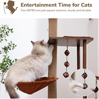 Pohon Kucing Gantung Dinding dari Kayu Karet Thailand dan Sisal Besar, Ramah Lingkungan, Bingkai Panjat Premium, Mainan Kucing untuk Menggaruk