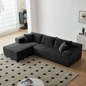 Sofá Modular en Forma de L de Franela Moderna, Sofá Seccional de Tres Plazas para Apartamento, Villa, Sala de Estar, sin Brazos, con Respaldo Acolchado - Product Image 2