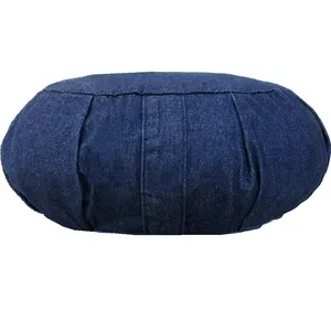 1726 Meditação Almofada Travesseiro Zipper Jeans Zafu Capa Extra Liner Shredded Espuma Pouf Sentado Forma Lua Almofada Yoga