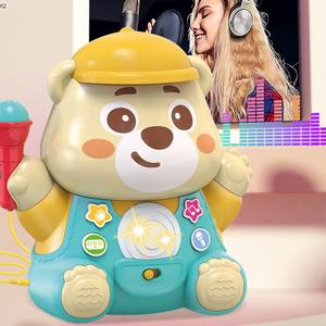 Strumenti musicali <span class=keywords><strong>Montessori</strong></span> giocattoli musicali cartone animato orso di plastica Karaoke microfoni educativi giocattolo di musica orso - Product Image 3