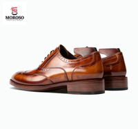 Chaussures Oxford pour hommes en cuir de veau faites à la main, semelle Goodyear, bout carré sculpté, style business