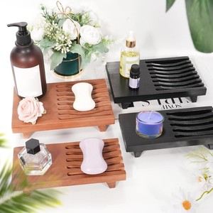 Wooden Soap <b>Dish</b> Rectangular Minimalist Design Bathroom Storage <b>Rack</b> With Drainage For Soap And Toiletries - Product Image 1