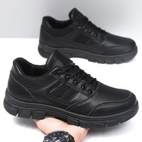 Chaussures de travail décontractées pour hommes, toutes noires, solides, imperméables, antidérapantes, respirantes, résistantes à la saleté, pointures 39-46