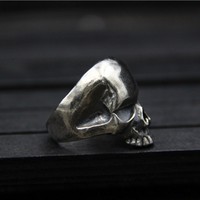 Bague Crâne Rétro BOCAI en Argent S925 pour Homme, Design Original Personnalisé, Bijou Hip-Hop Punk en Argent, Bague de Mariage