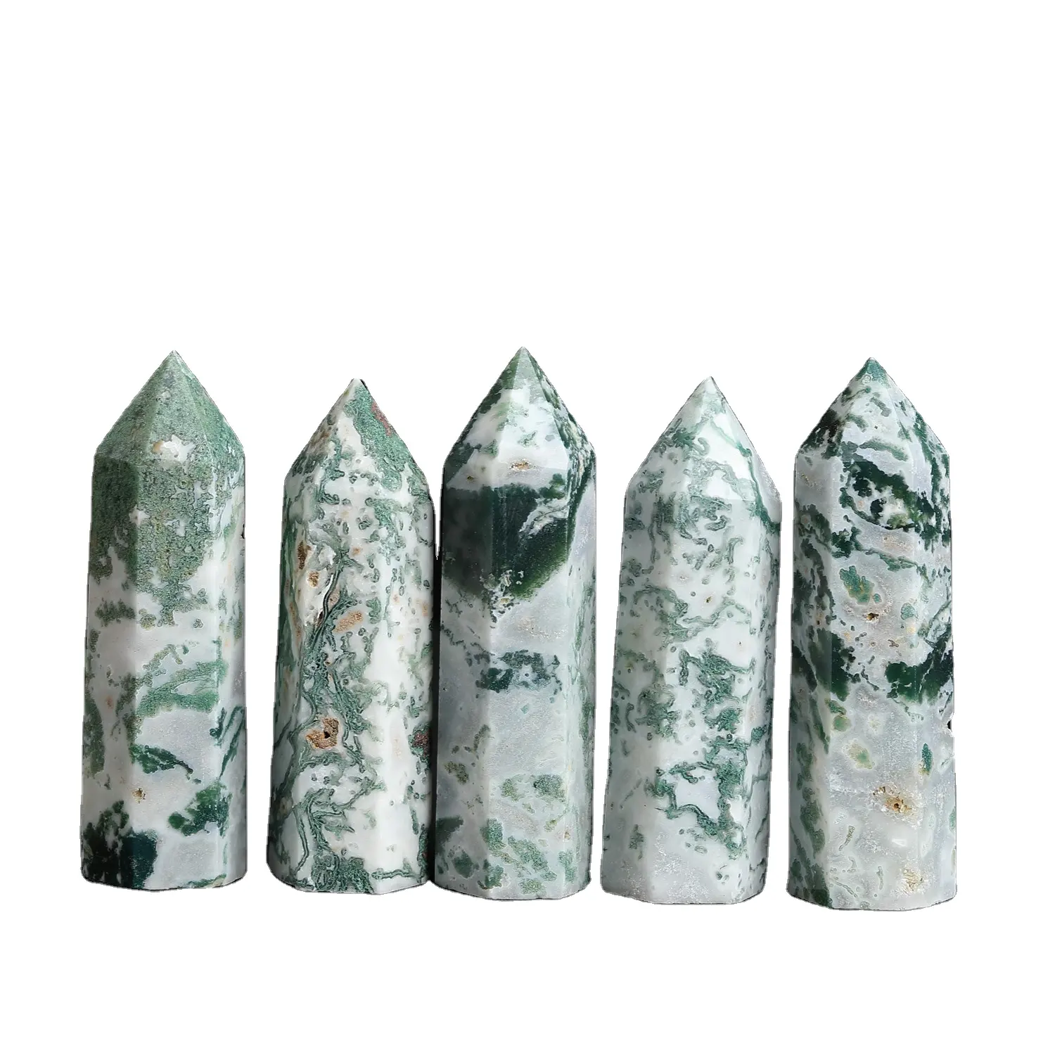 Wholesale Hot Sale Rock Moss Agate Crystal Point for Home Decoration