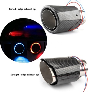 Embout de silencieux d'échappement universel en fibre de carbone 63mm avec tuyau d'échappement lumineux LED lumière rouge bleue tuyau d'échappement élégant - Product Image 2