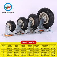 Roue pivotante silencieuse en plastique robuste de 4 à 8 pouces, doré brillant, élastique épaisse, universelle pour chariot à main, roulement à billes/à rouleaux