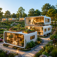 Casa Prefabricada Modular Tipo Cabaña Apple, Oficina en Jardín Exterior, Estudio de Acero, Mini Casa para Patio Trasero con Puerta de Vidrio