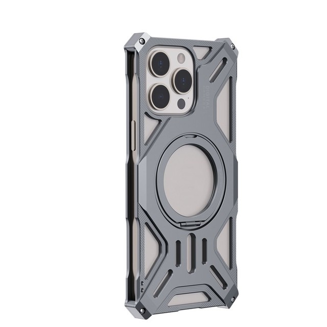 Best Selling Product Metal Hollow Magnetic Phone Case Shockproof Armor Bumper With 360 Rotating for iPhone  17 16 14 15 Pro Max